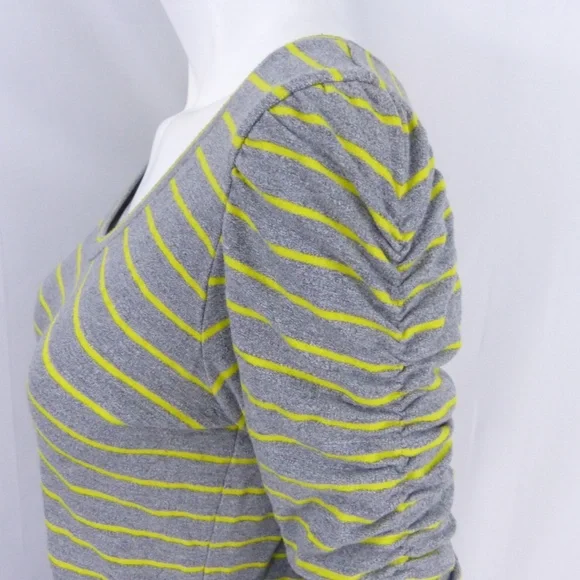 Anthropologie Large Dolan Scrunch Top Yellow Gray - Picture 3 of 8